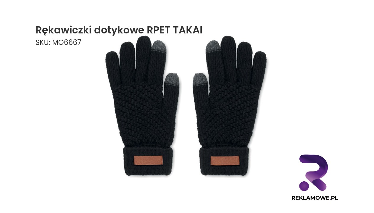 Rękawiczki dotykowe z materiału RPET TAKAI w kolorze czarnym